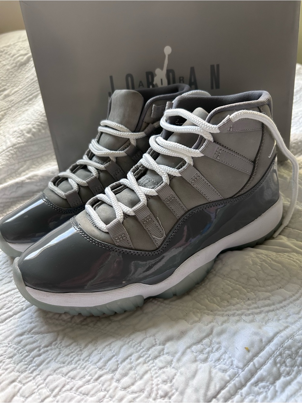 Jordan Grey Patent Leather High-Top Sneakers